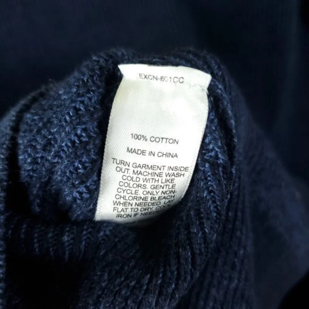 Men's Express 100% Cotton Quarter Zip Rib Raglan Sleeve Sweater Large Blue